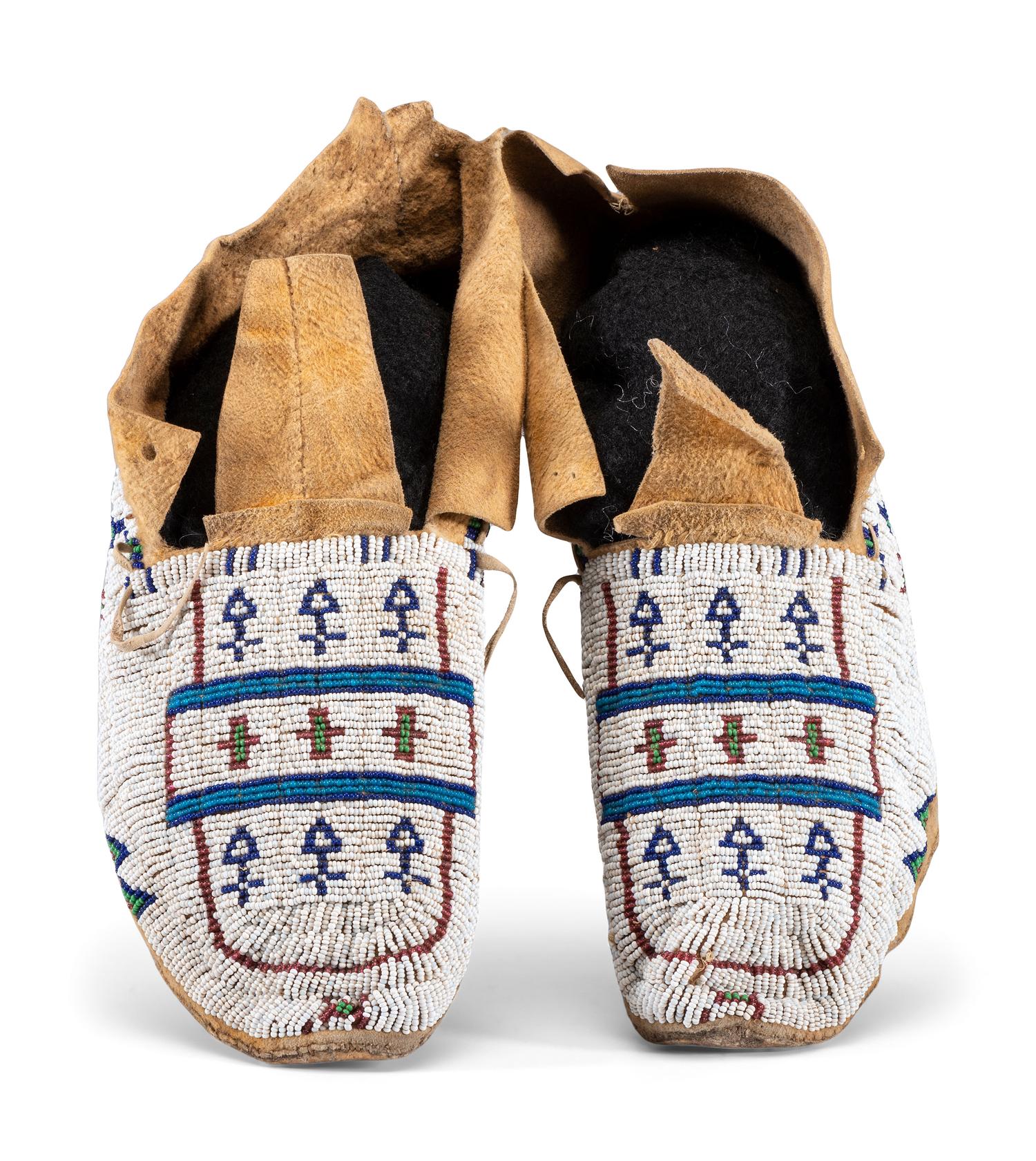 Cheyenne Beaded Hide Moccasins