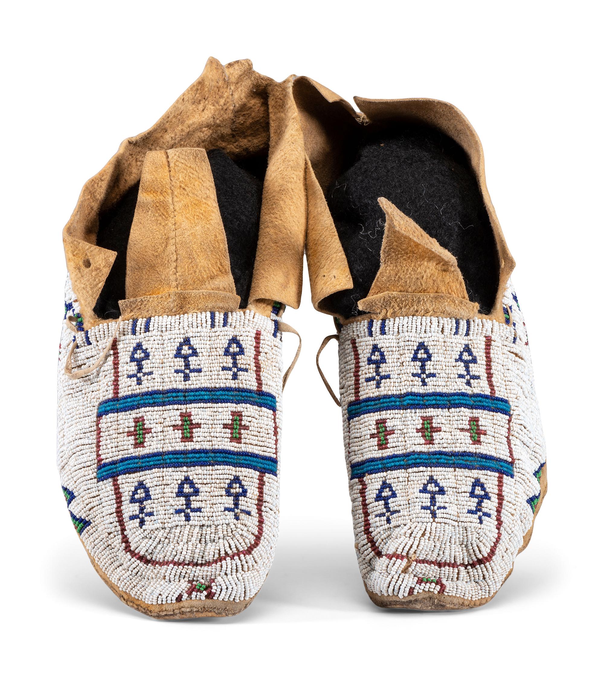 Cheyenne Beaded Hide Moccasins