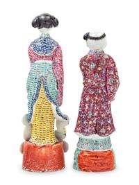 Two Chinese Polychrome Decorated Porcelain Figures