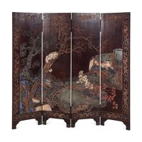 A Chinese Export Lacquer Four-Panel Screen