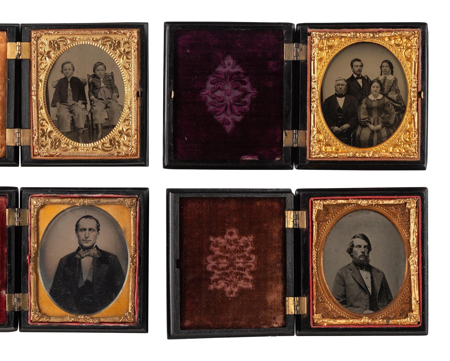 [EARLY PHOTOGRAPHY]. 4 sixth plate Union cases featuring designs from the Voyage of Life series.