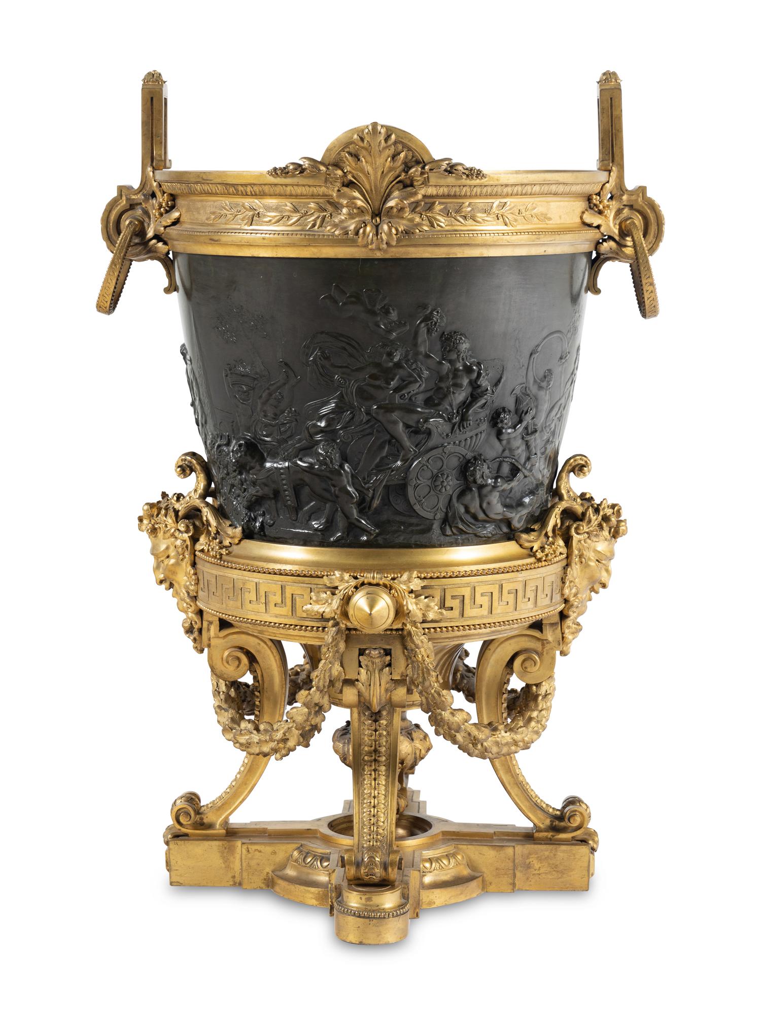 A Napoleon III Gilt and Patinated Bronze Wine Cooler or Jardinière