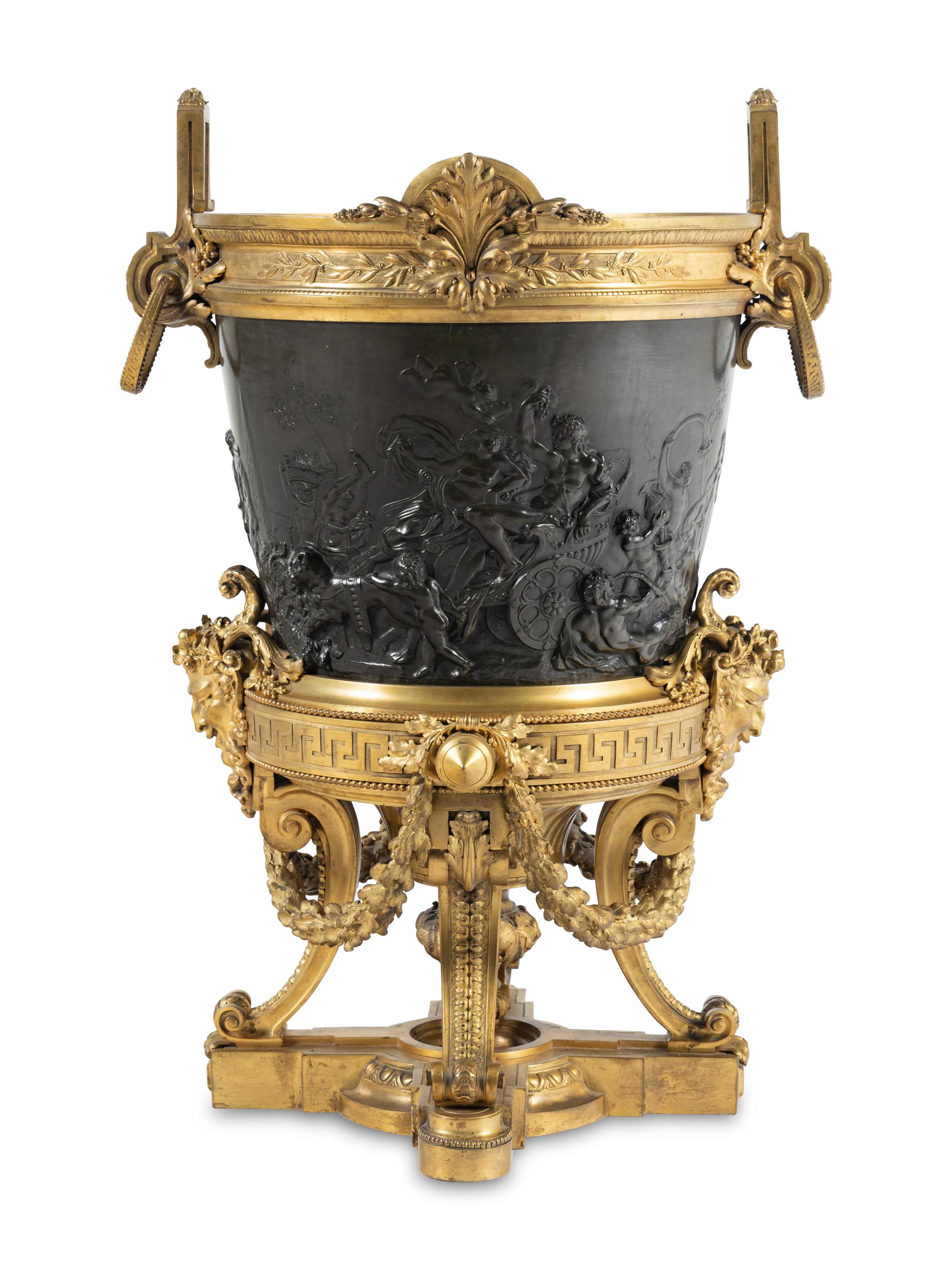 A Napoleon III Gilt and Patinated Bronze Wine Cooler or Jardinière