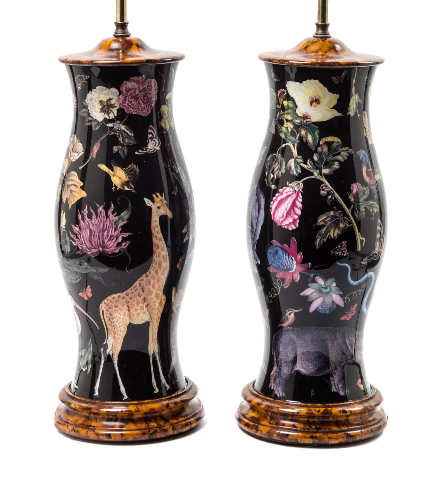 A Pair of Decalcomania Lamps Height 17 1/4 inches. — MODERN