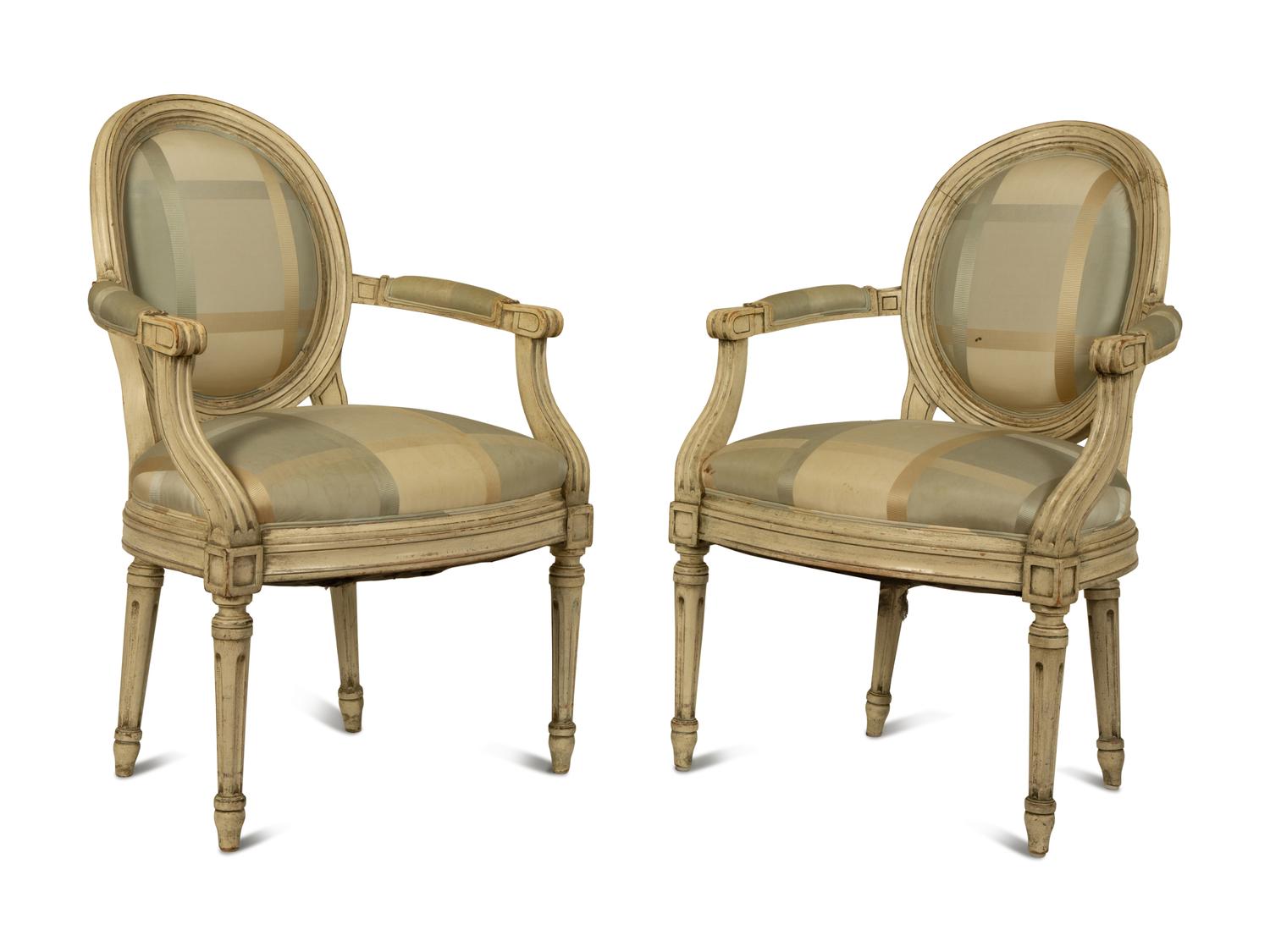A Pair of Painted Louis XVI Style Painted Fauteuils — 20TH CENTURY
