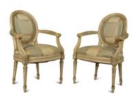 A Pair of Painted Louis XVI Style Painted Fauteuils — 20TH CENTURY
