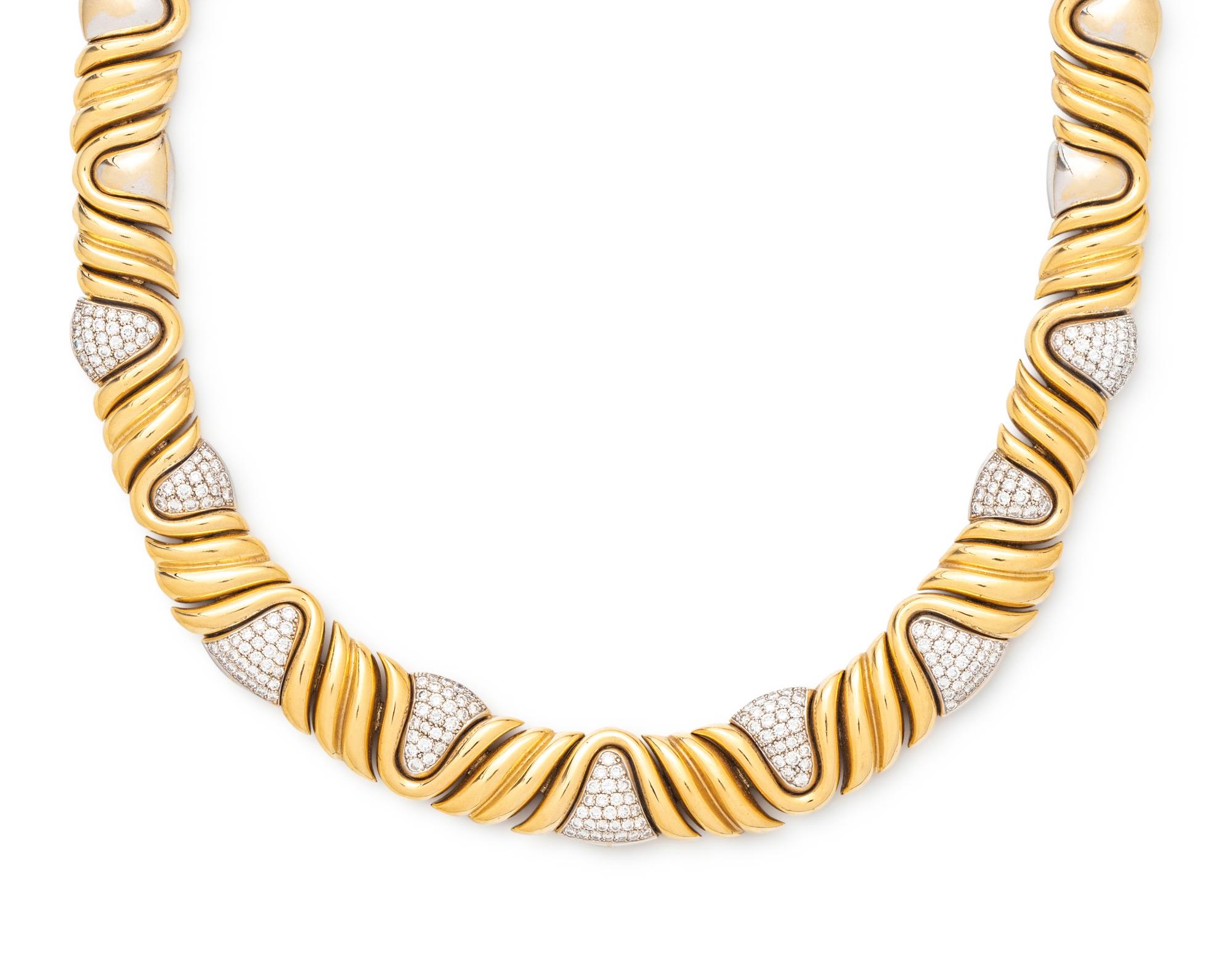 BICOLOR GOLD AND DIAMOND COLLAR NECKLACE