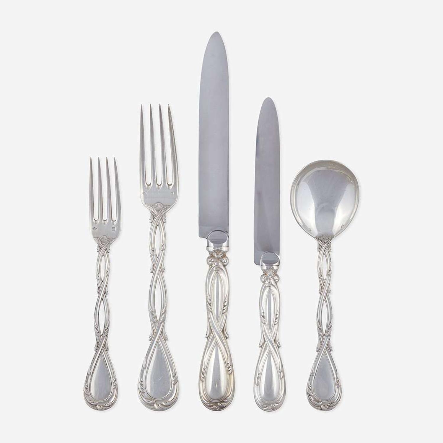 An Extensive French Sterling Silver Flatware Service Puiforcat, Paris, 20th century