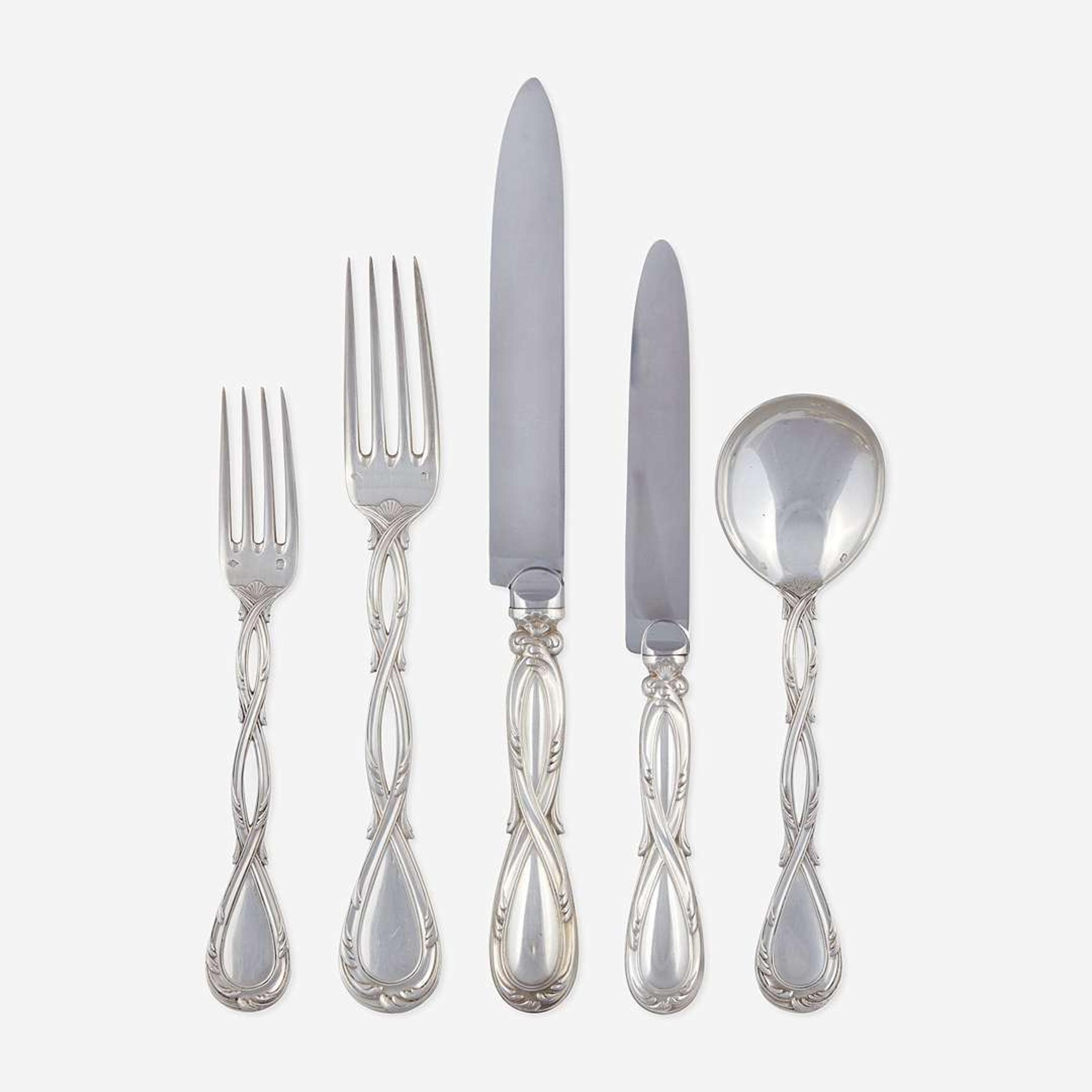 An Extensive French Sterling Silver Flatware Service Puiforcat, Paris, 20th century