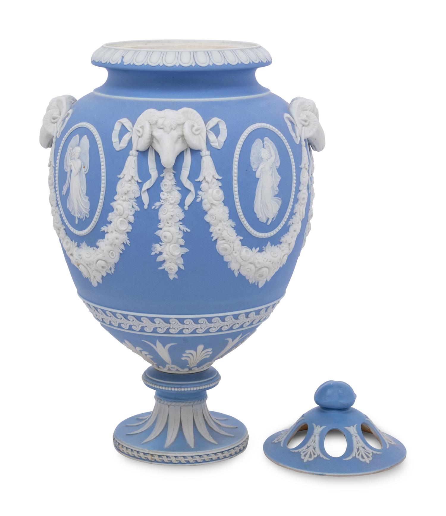 A Large Wedgwood Jasperware Potpourri Urn and Cover