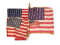 SENT TO COWANS: Thirteen Vintage American Flags with Poles