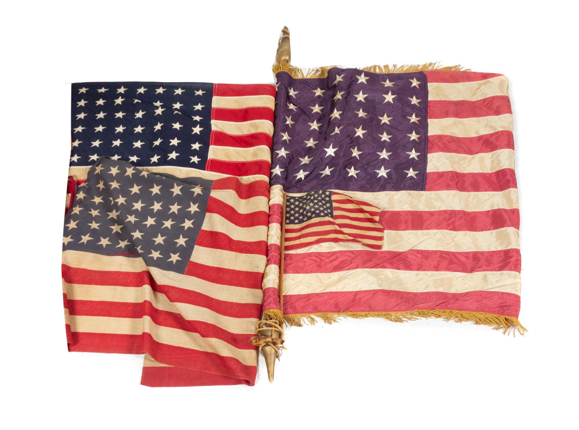 SENT TO COWANS: Thirteen Vintage American Flags with Poles