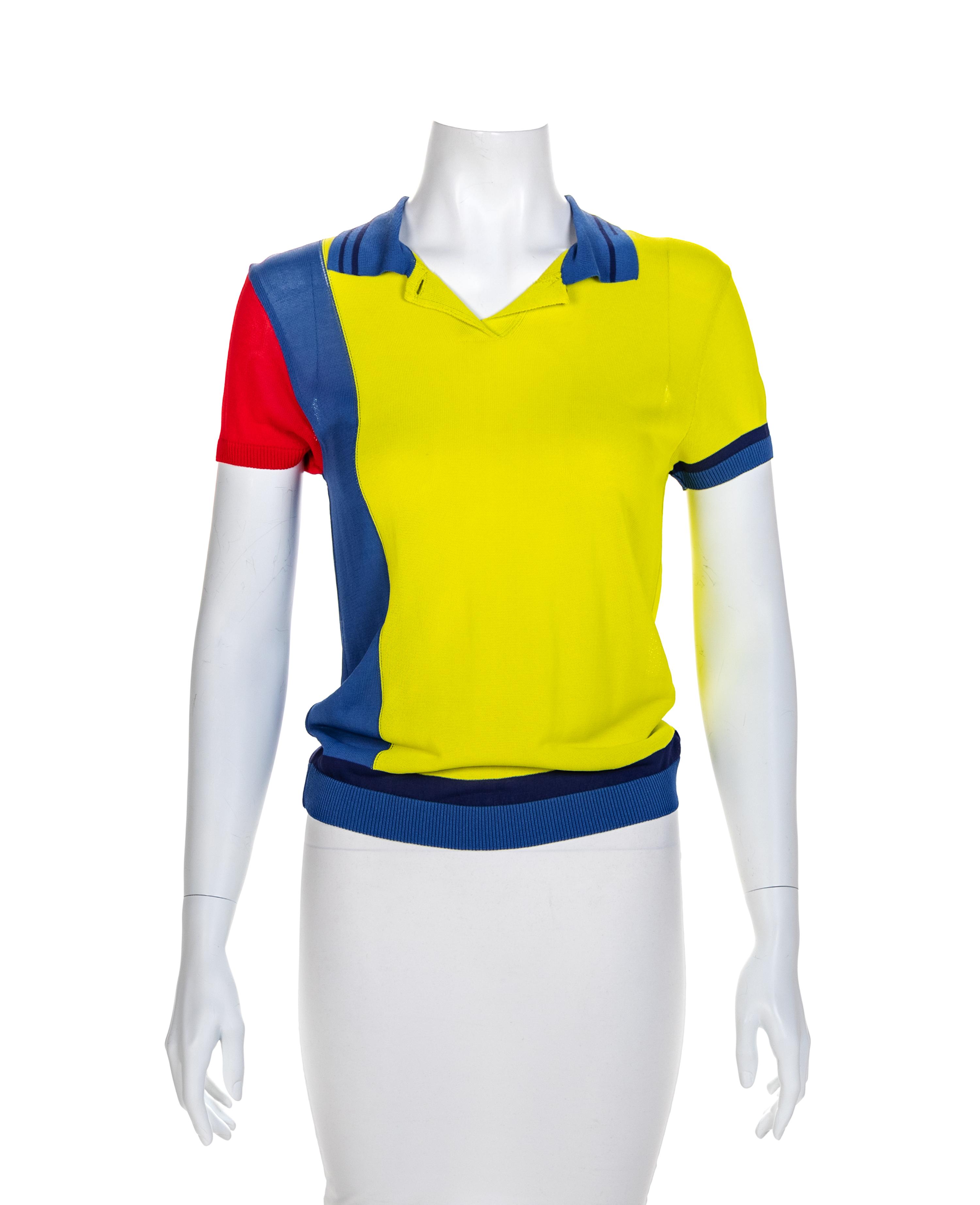 Gianni Versace Rayon Knit Color Block Shirt, 1997 Size label: 42