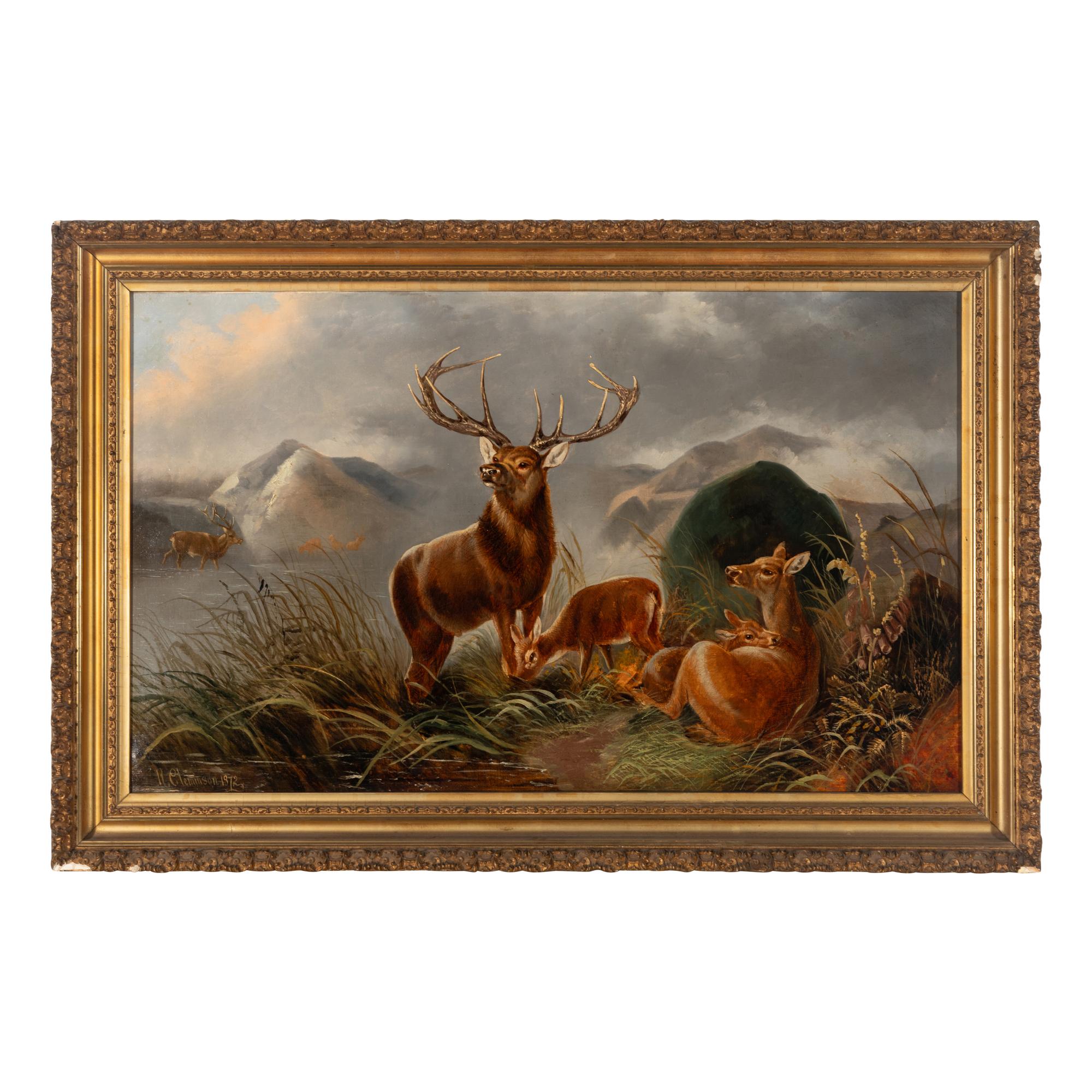 Robert Cleminson (British, 1864-1903) — Family of Deer