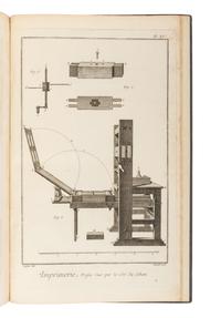 [PRINTING HISTORY]. DIDEROT, Denis (1713-1784) and Jean le Rond D'ALEMBERT (1717-1783). "Imprimerie en Caracteres" -- "Fonderie en Caracteres d'Imprimerie." Excerpted from: Encyclopédie, ou Dictionnaire Raisonné des Sciences, des arts et des métiers. Imprimerie en caractères. Fonderie en caractères d’imprimerie . [France: André-François Le Breton, ca 1760].
