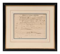 HAWTHORNE, Nathaniel (1804-1864). Printed document accomplished in holograph signed ("Nath. Hawthorne"), as surveyor. 9 November 1846.