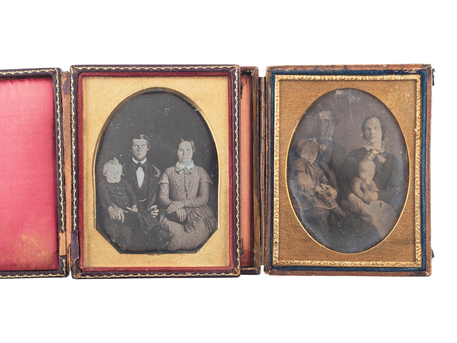 [EARLY PHOTOGRAPHY]. 10 quarter plate daguerreotype portraits of parents with children, including: