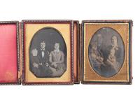 [EARLY PHOTOGRAPHY]. 10 quarter plate daguerreotype portraits of parents with children, including: