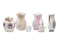 Six Porcelain Political Portrait Pitchers and Mugs