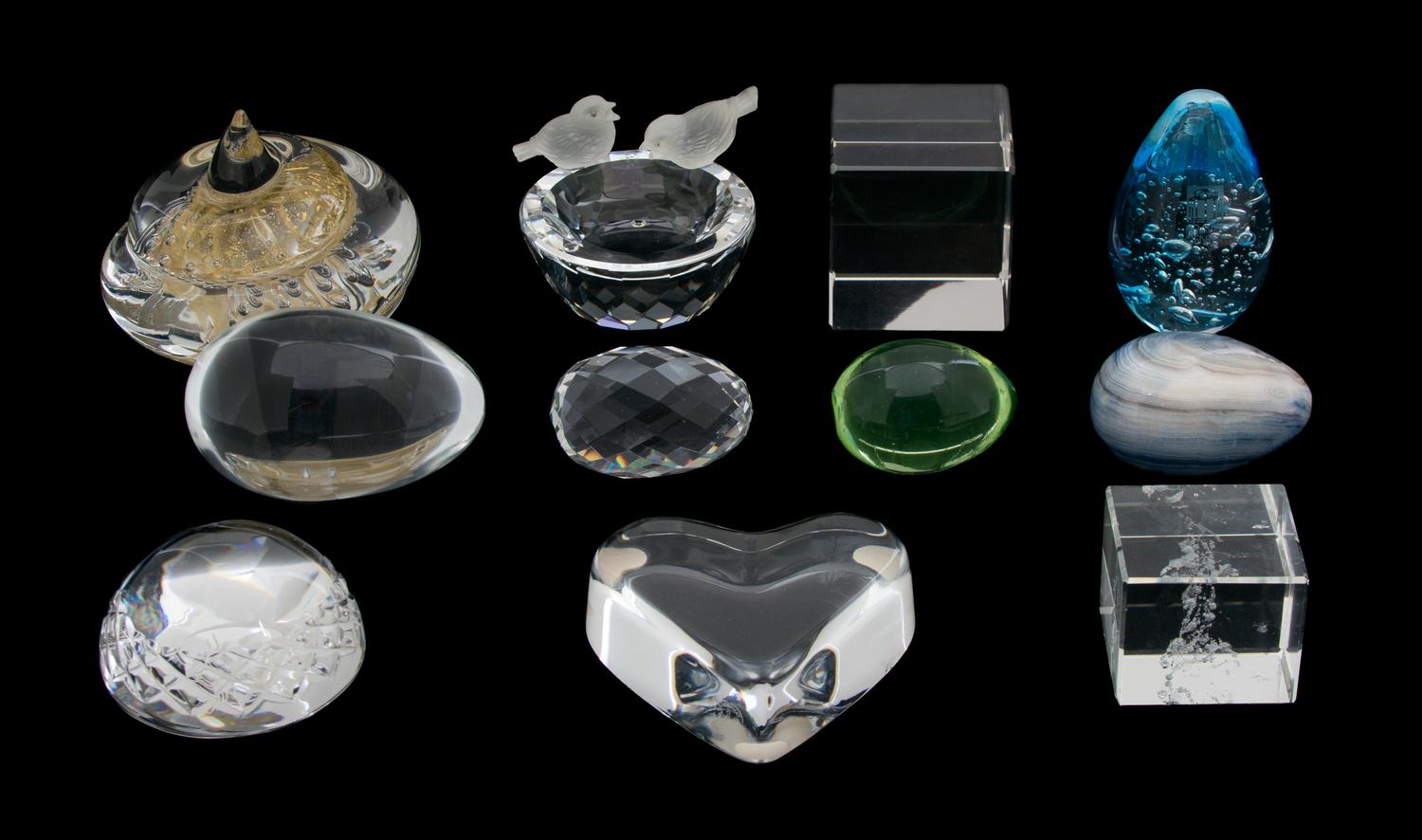 A Collection of Ten Paperweights and a Small Bowl Diameter of largest 4 inches. — 2OTH CENTURY