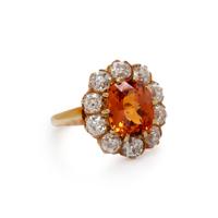 SPESSARTINE GARNET AND DIAMOND RING