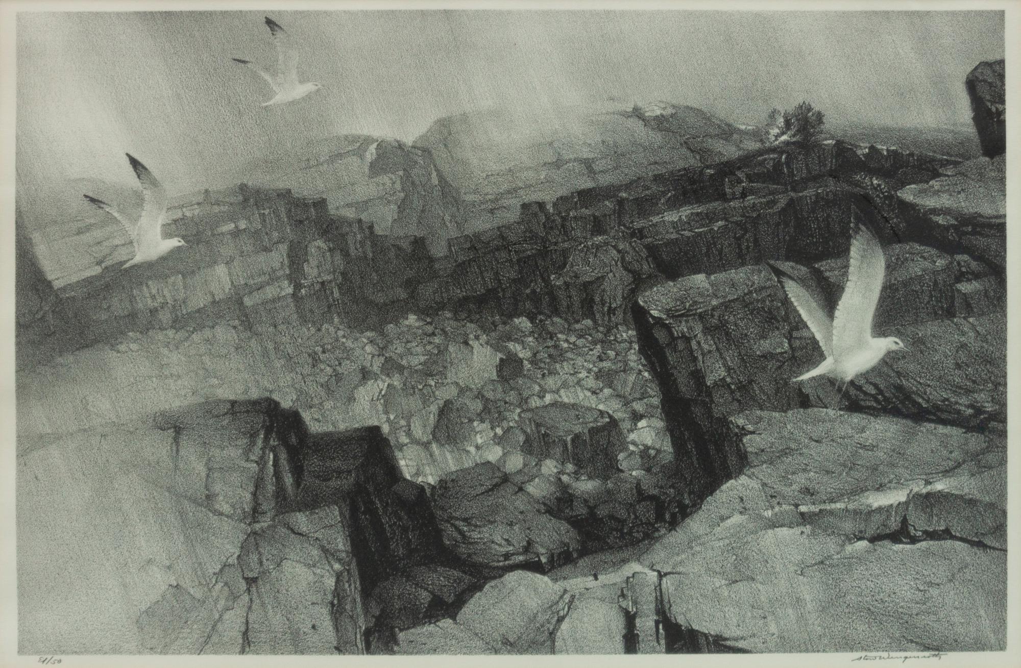A group of three prints of Ogunquit, Maine ( Cat Boat , 1951; Fog From the Sea , 1951; Storm Ledge , 1950)