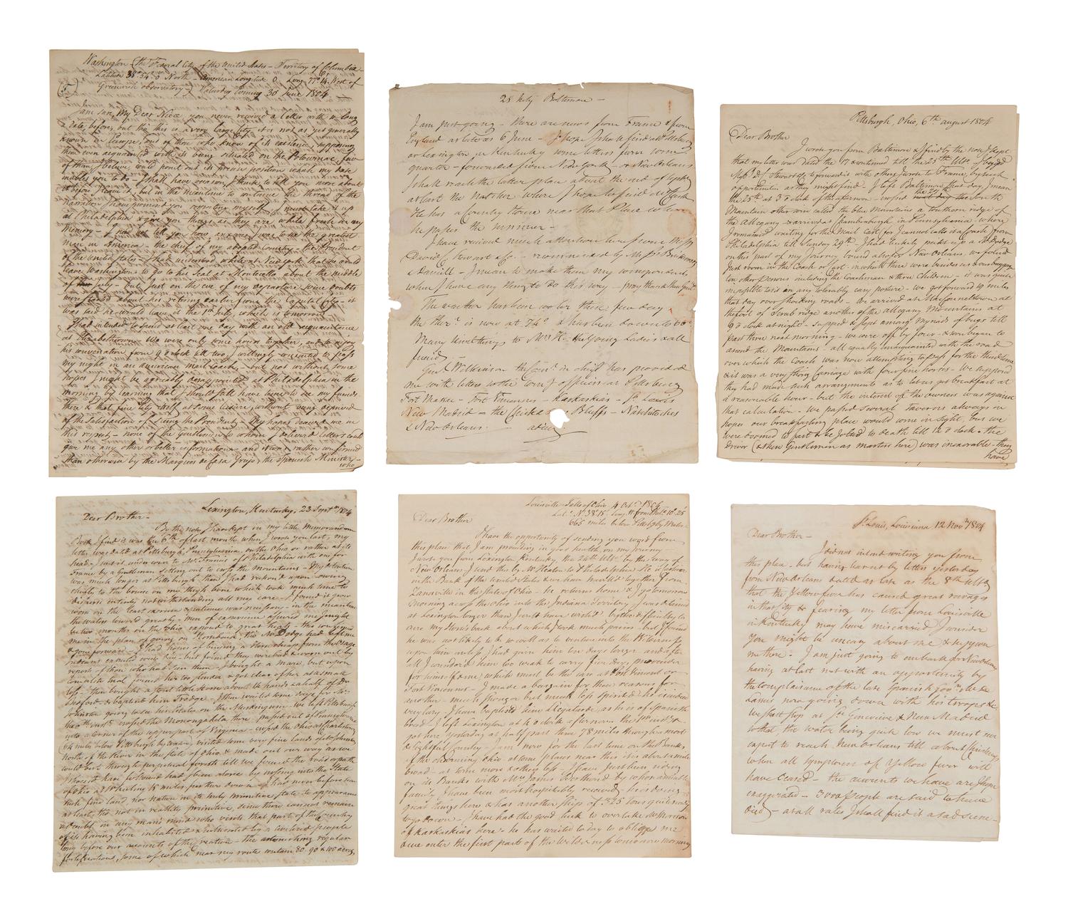 [WESTERN AMERICANA] -- [REPUBLIC OF WEST FLORIDA]. Letters of William Herries (1748-1811), British banker turned American entrepreneur, incl. description of meeting President Jefferson and his journey from New York to New Orleans, 1804-1811.