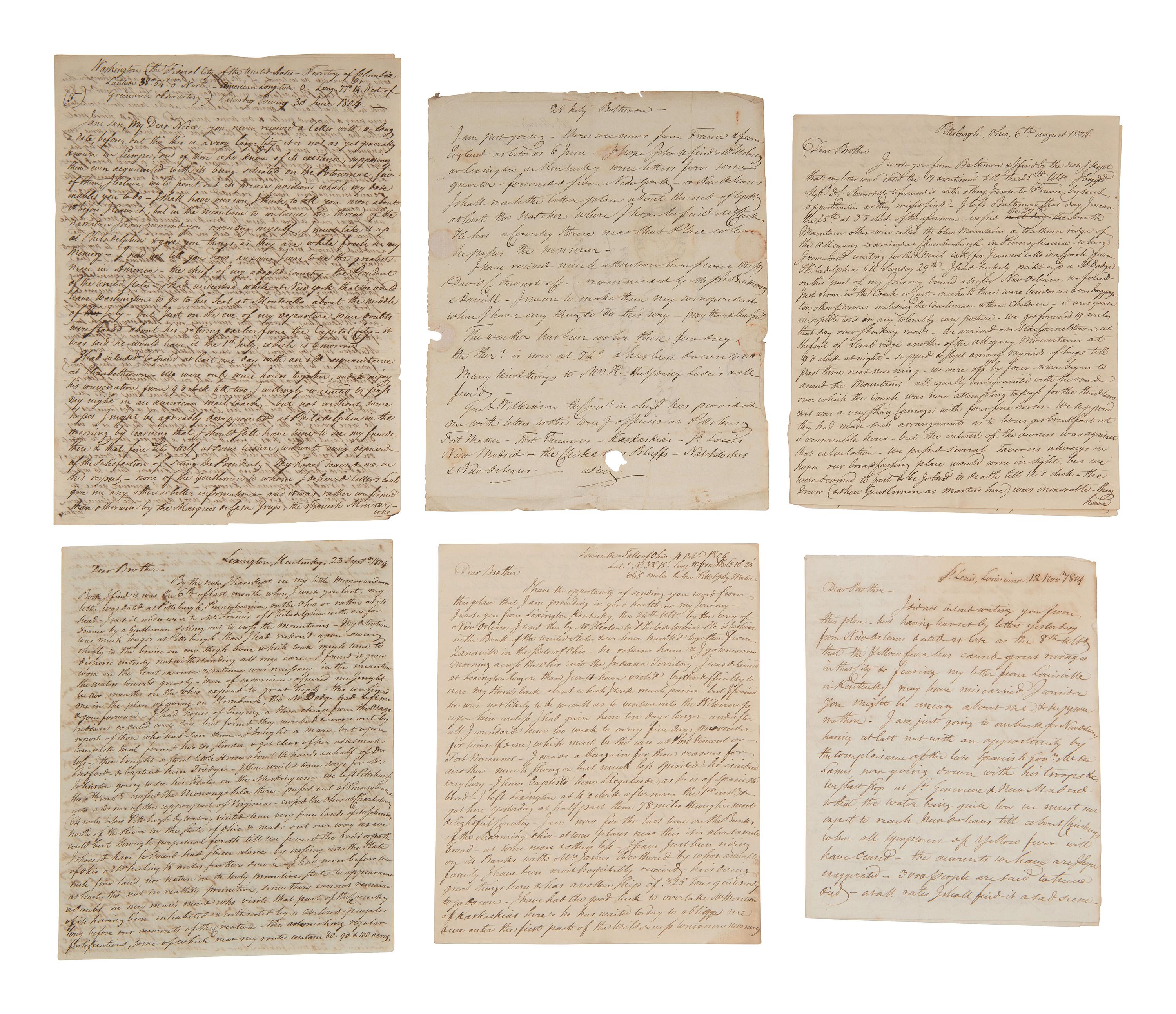 [WESTERN AMERICANA] -- [REPUBLIC OF WEST FLORIDA]. Letters of William Herries (1748-1811), British banker turned American entrepreneur, incl. description of meeting President Jefferson and his journey from New York to New Orleans, 1804-1811.