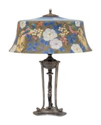 Reverse Painted Birds of Paradise Lamp