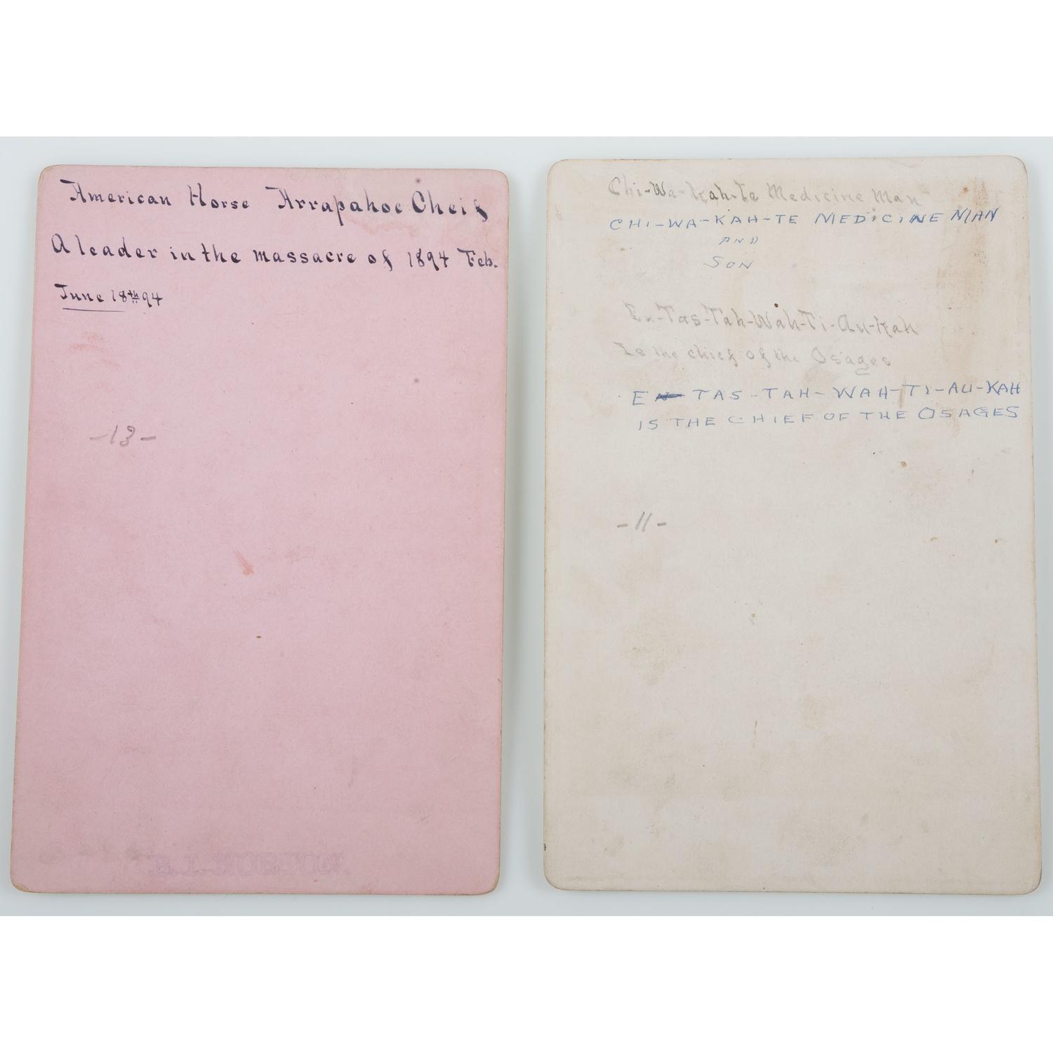 Collection of C.C. Stotz and G.W. Parsons Cabinet Cards of Cheyenne, Arapahoe, and Osage Indians