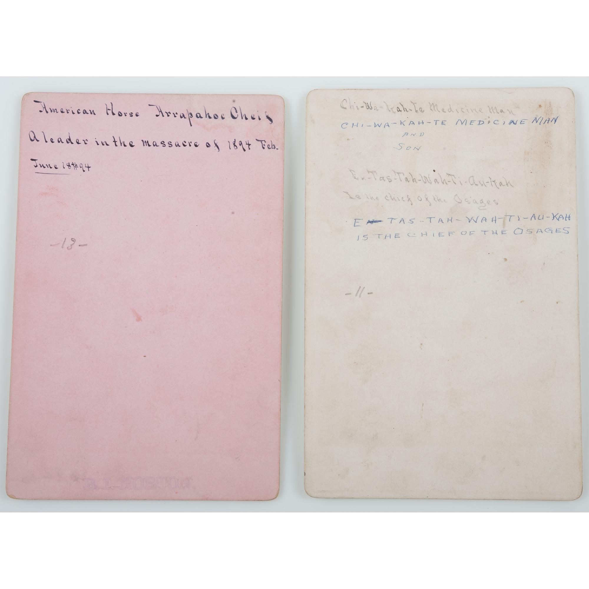 Collection of C.C. Stotz and G.W. Parsons Cabinet Cards of Cheyenne, Arapahoe, and Osage Indians