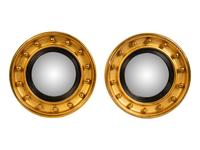 A Pair of English Gilt Framed Bull's Eye Mirrors — 19TH CENTURY