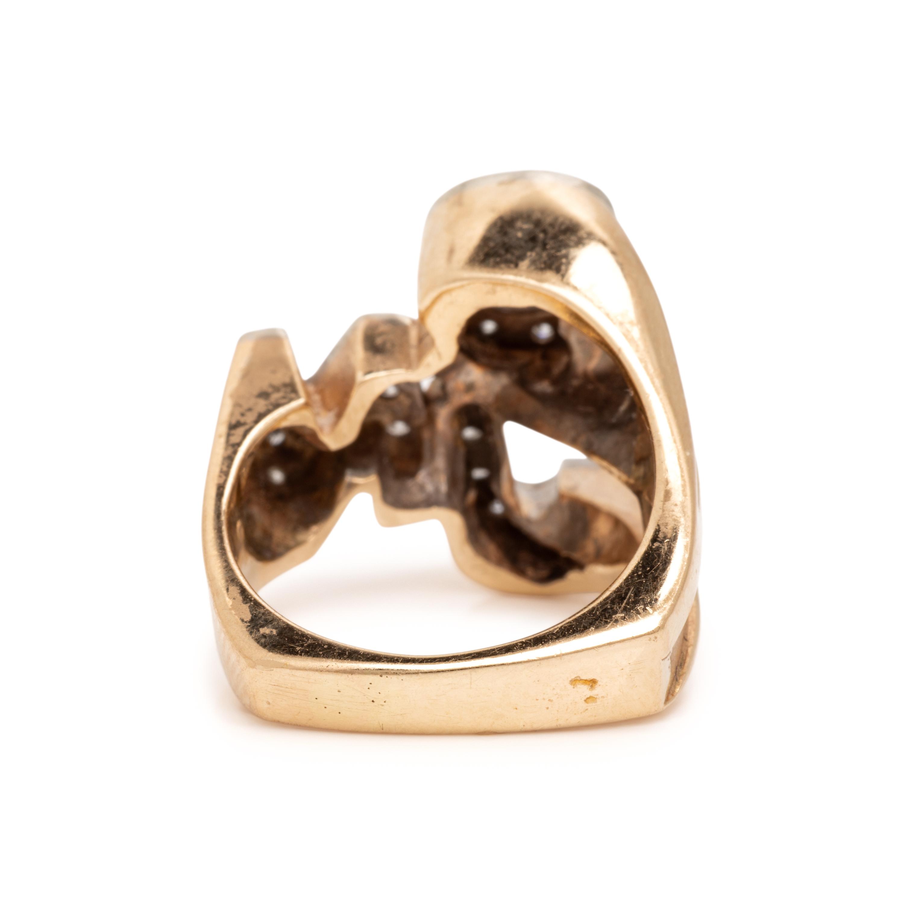 Diamond and Yellow Gold Initial Ring