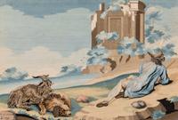 A Pair of Italian Silk and Metallic Thread Embroidered Landscape Panels by Marianna Elmo (b. 1730)