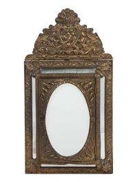 Four Dutch Baroque Style Pressed Brass Mirrors