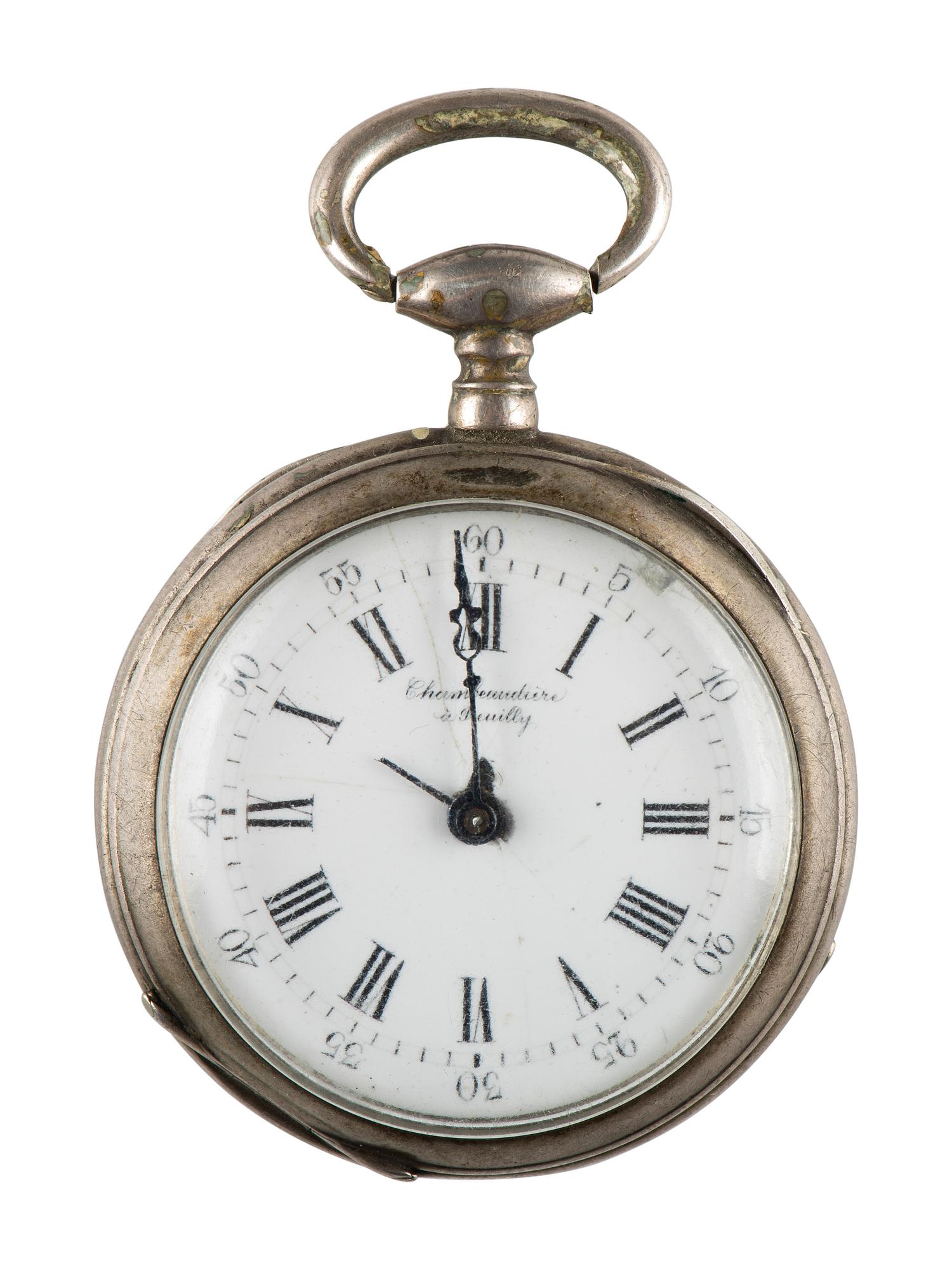 [CIVIL WAR]. Civil War-era pocket watch adorned with cloisonné Zouave. [Switzerland?]: Chambaudière à Preuilly, n.d.