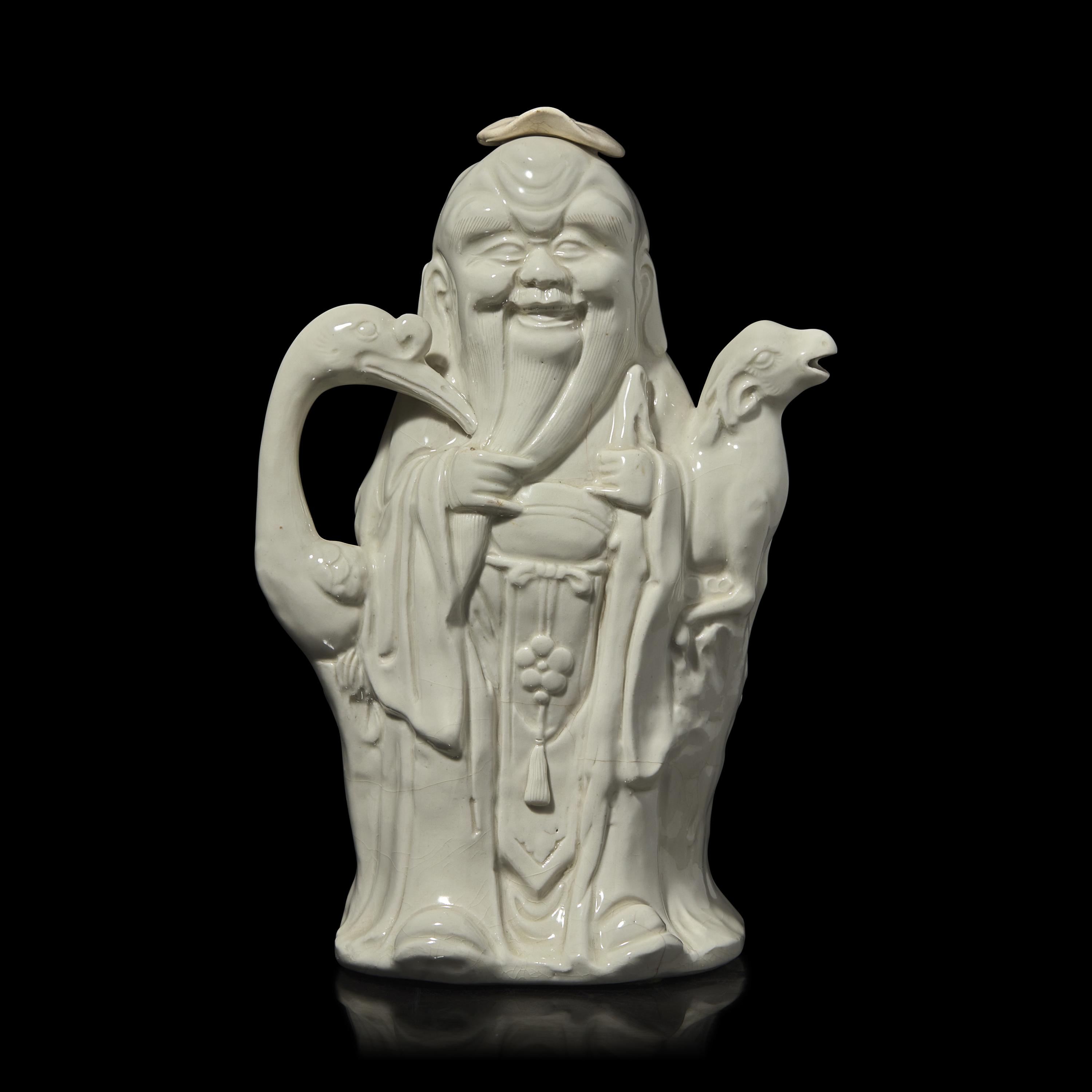 Eumorfopoulos Collection: A Molded "Soft Paste Porcelain" "Shoulao" Ewer, 18th Century 清中期 德化壽老執壺