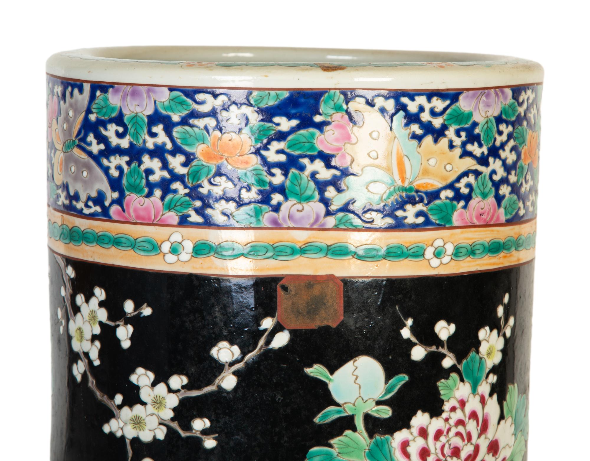 Chinese Painted Ceramic Umbrella Stand