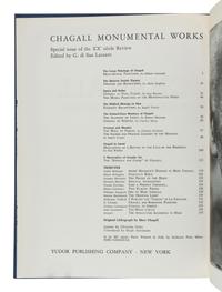 CHAGALL, Marc (1887-1995). – DI SAN LAZARRO, Gualtieri, editor. Chagall Monumental Works: Special Issue of XX Siecle Review. New York: Tudor Publishing Company, 1973.