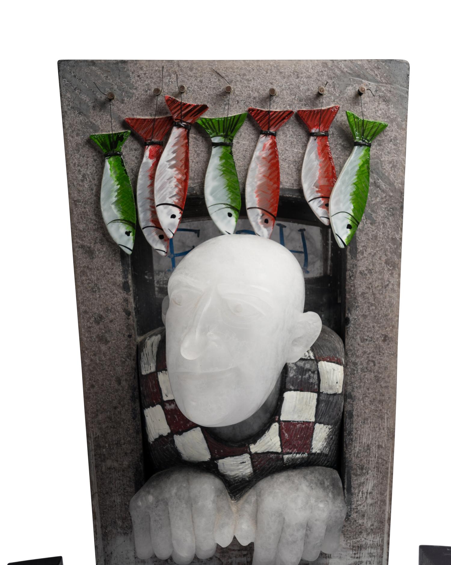 Man with Red and Green Fish , 1992