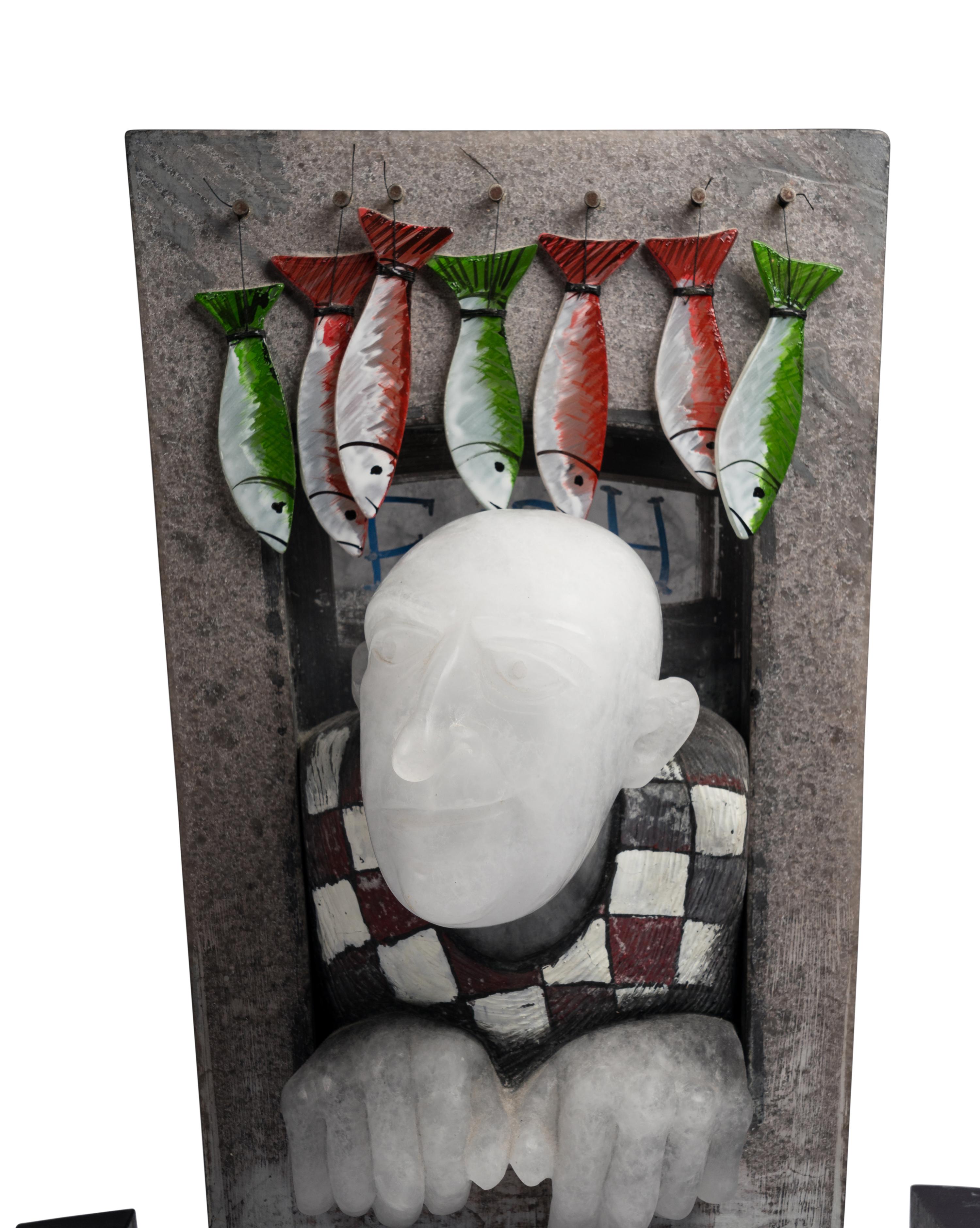Man with Red and Green Fish , 1992