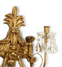 A Pair of Louis XVI Style Giltwood Two-Light Sconces — 20th Century