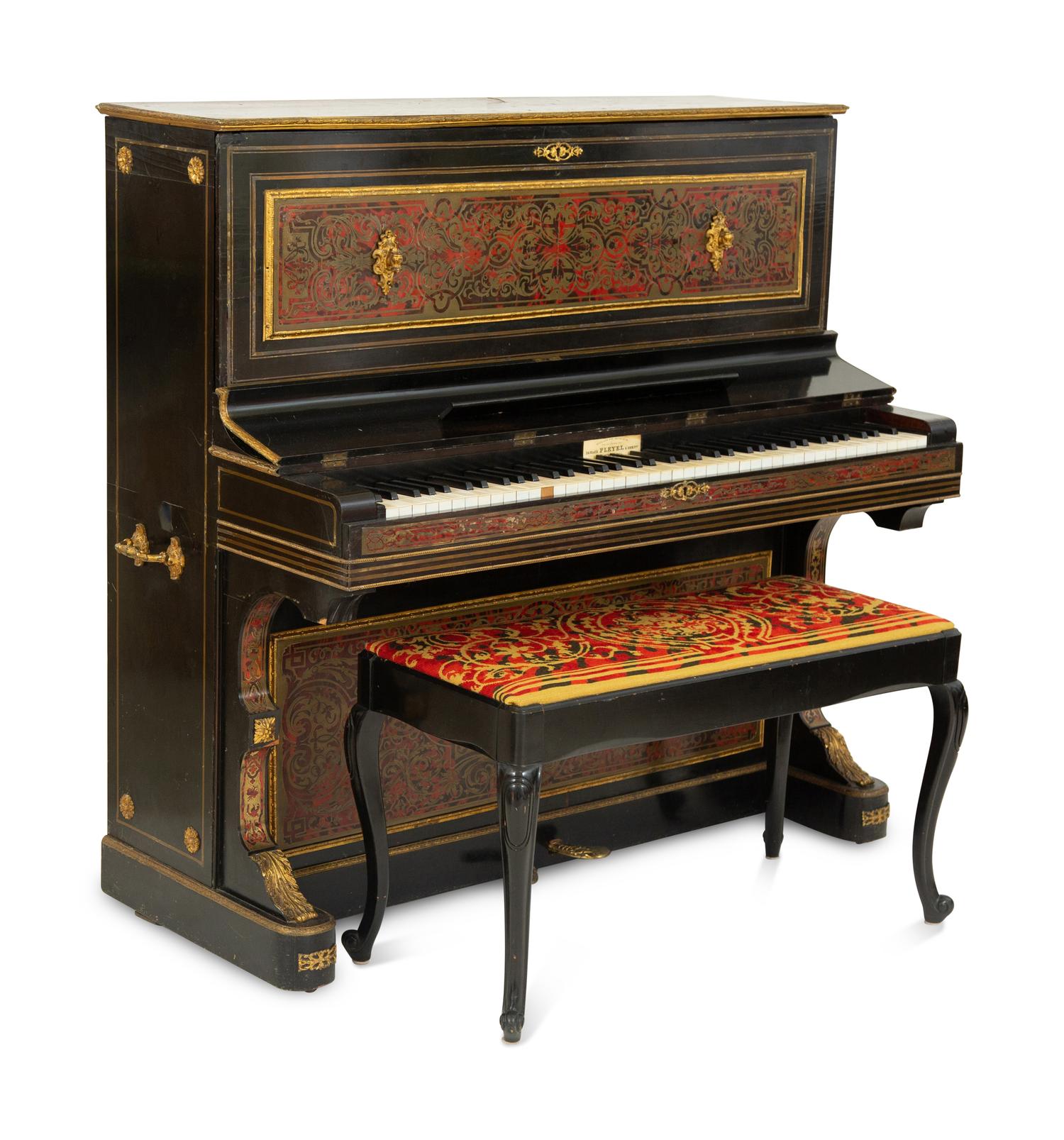 A Napoleon III Boulle Marquetry Upright Piano by Ignace Pleyel and Compagnie