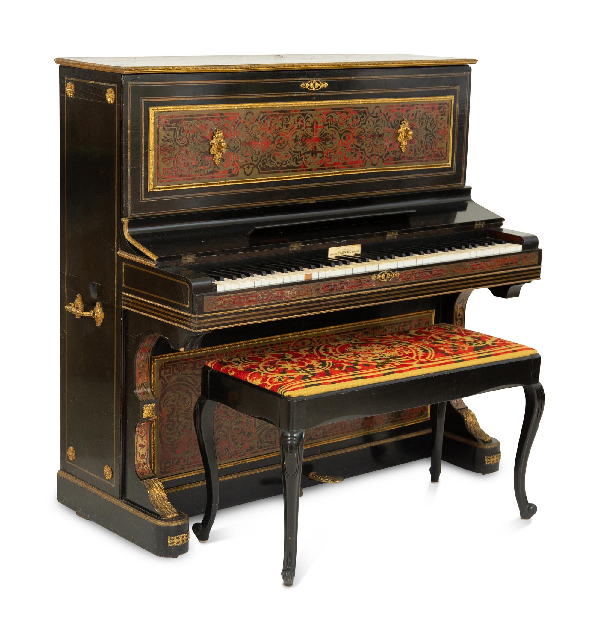A Napoleon III Boulle Marquetry Upright Piano by Ignace Pleyel and Compagnie