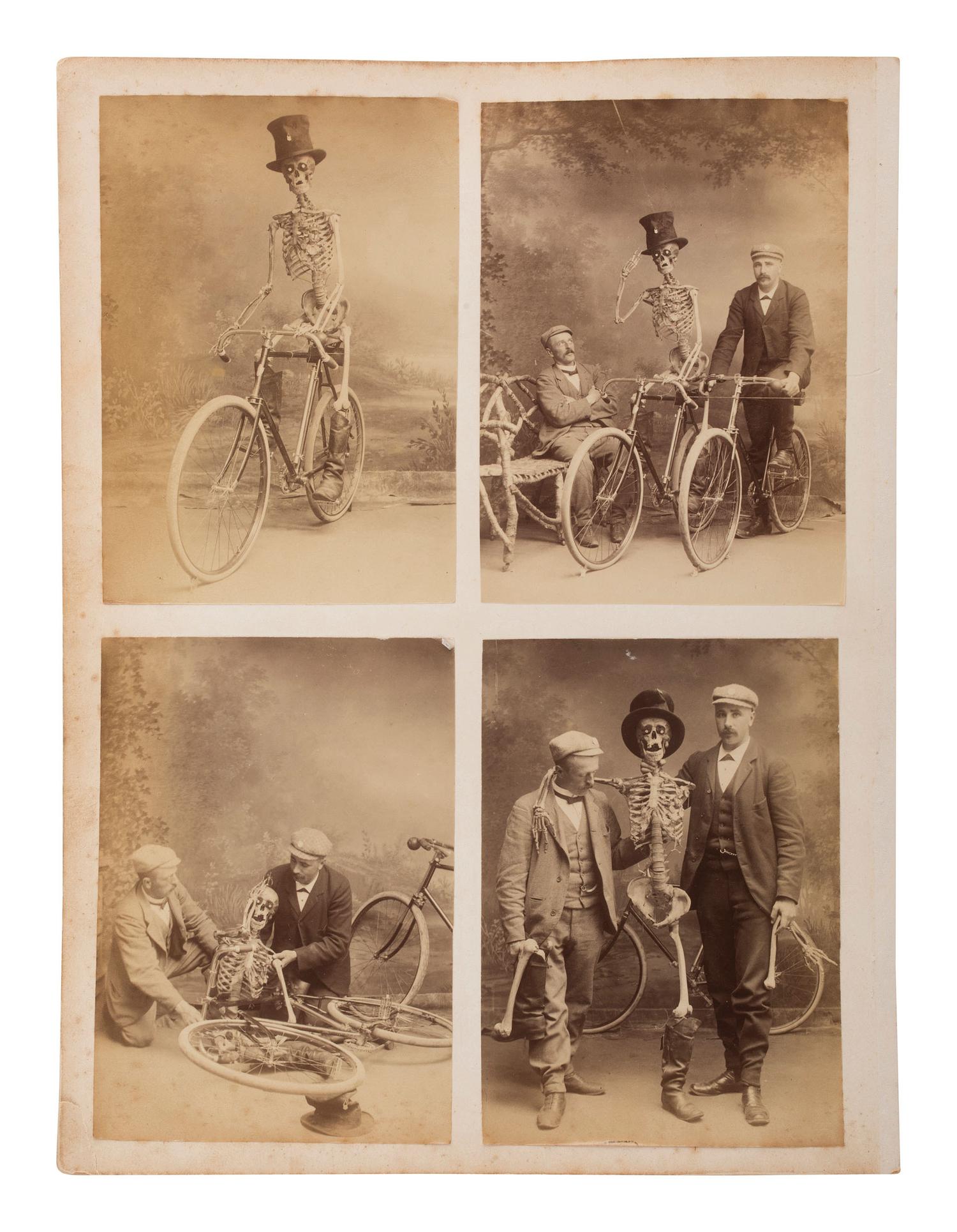 [EARLY PHOTO]. Eclectic collection of photography, incl. cyclists, soldiers, & curious characters.
