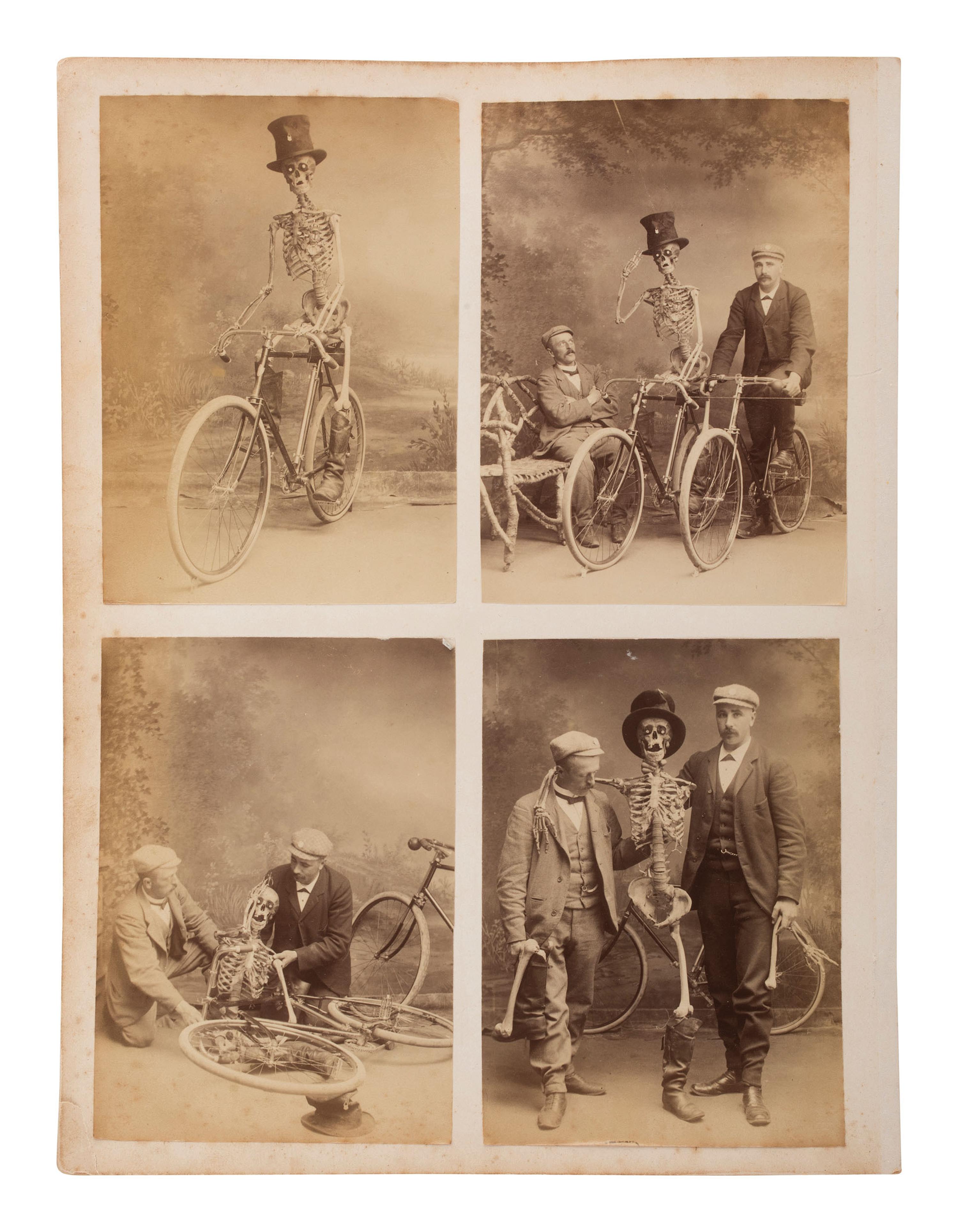 [EARLY PHOTO]. Eclectic collection of photography, incl. cyclists, soldiers, & curious characters.