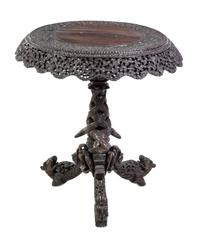 An Anglo-Indian Carved Hardwood Tilt-Top Table Height 30 3/4 x diameter 28 1/4 inches. — LATE 19TH/EARLY 20TH CENTURY