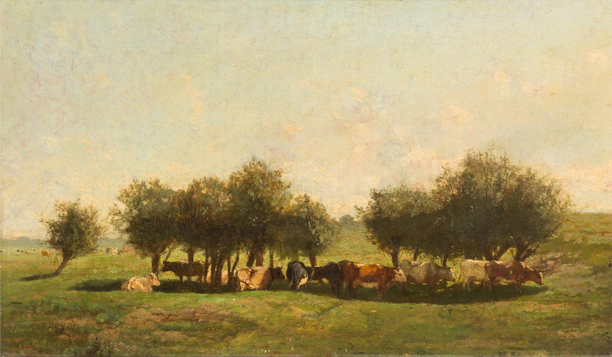 Constant Troyon, (French, 1810-1865), Cattle in a Pasture