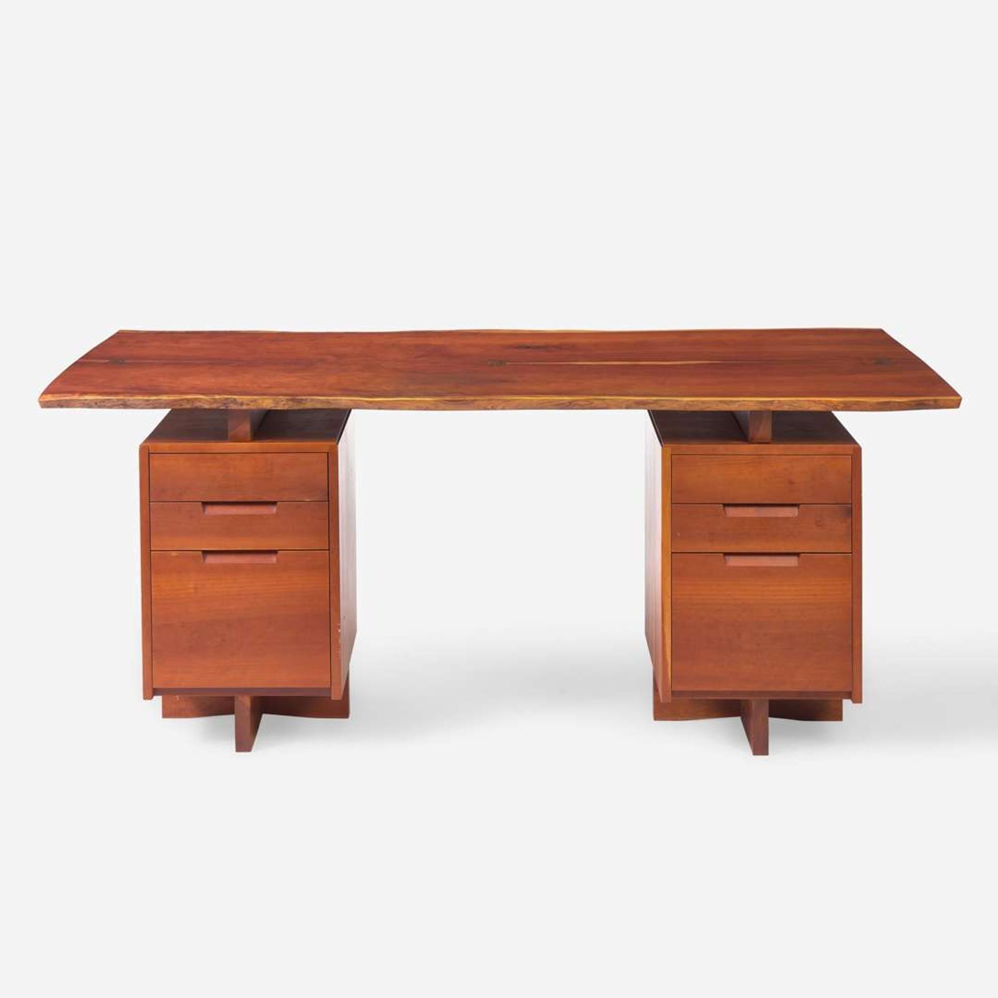 George Nakashima (American, 1905-1990) Exceptional Double-Pedestal Desk, New Hope, Pennsylvania, 1985