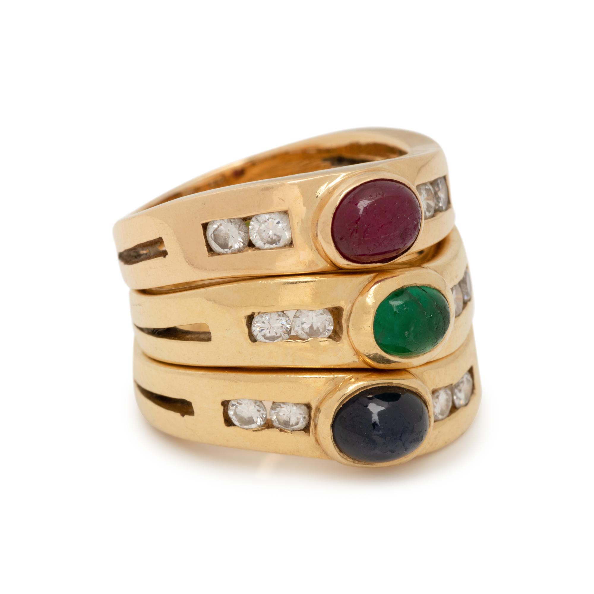 COLLECTION OF YELLOW GOLD, GEMSTONE AND DIAMOND RINGS